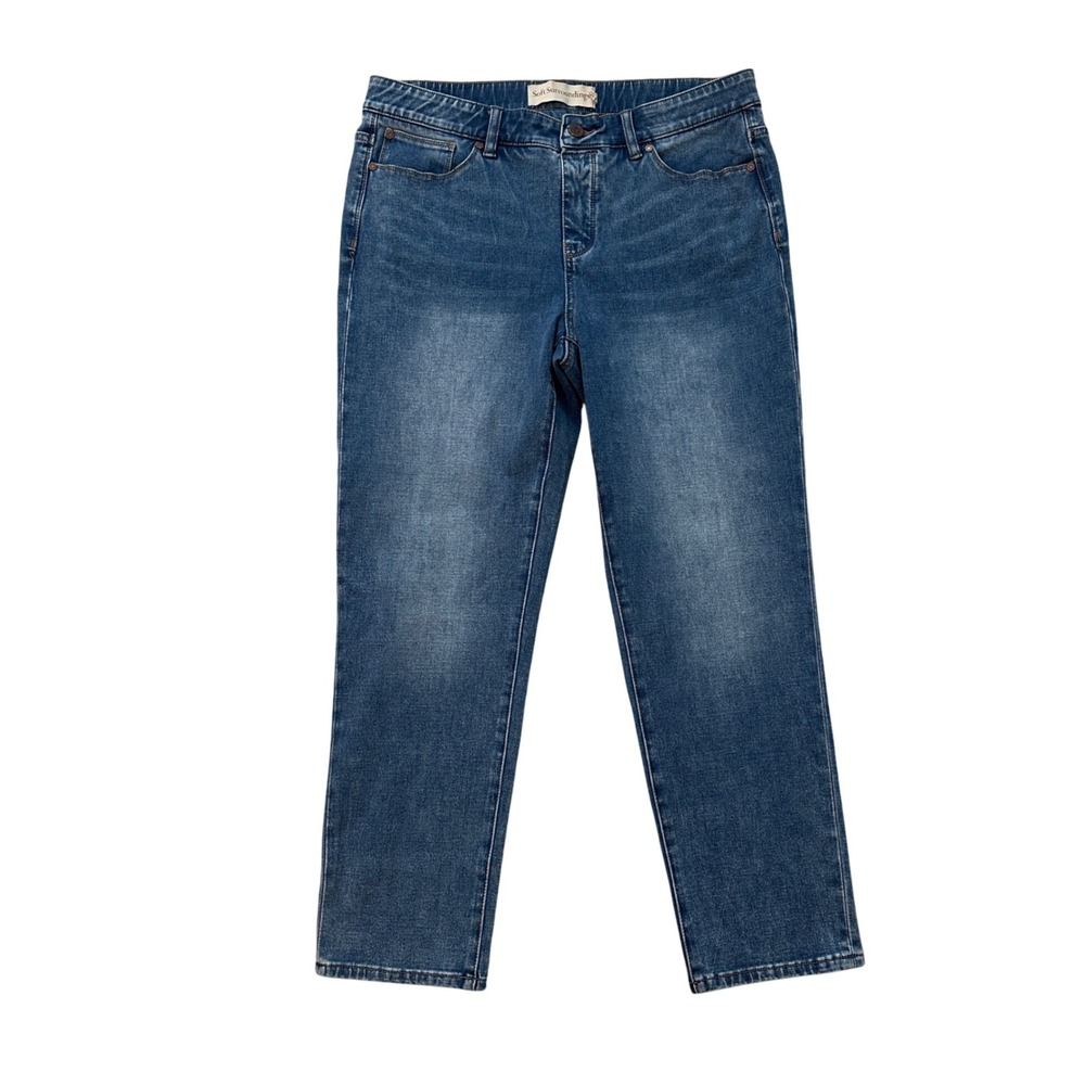 Soft Surroundings Denim Jeans Straight Leg Dark Wash Casual‎ Womens Petite Large